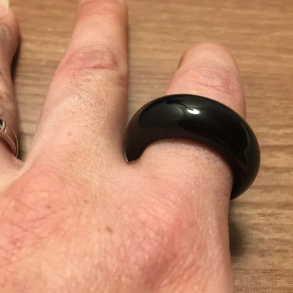 🎲TRADED🎲BLACK AGATE ring, unisex band - Picture 10 of 17